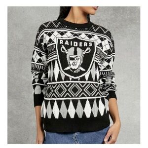 NFL Team Apparel Las Vegas Raiders Fair Isle Holiday Ugly Christmas Sweater SZ S